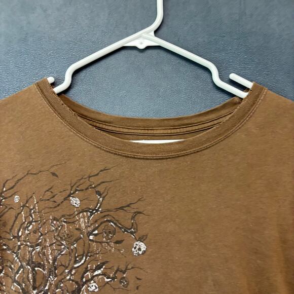 Stranded Brown Graphic Tee XL Vintage Distressed Faded Tree Skull Shirt 2000 Y2K - Picture 3 of 11